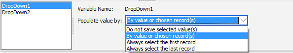 How to select the method for populating the input selection objects. Use the populate value by... drop down